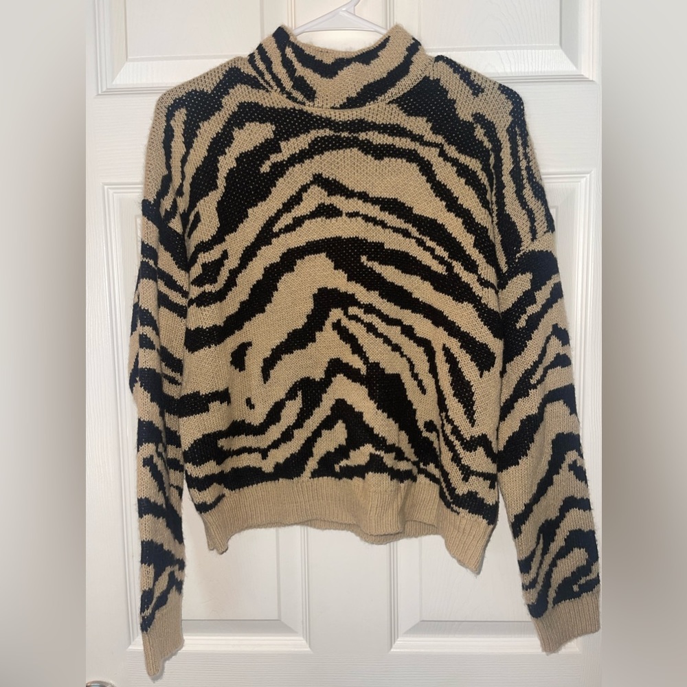 Tan zebra turtle neck sweater